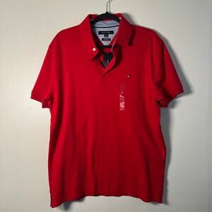 NWT Tommy Hilfiger Short Sleeve Polo – Custom Fit – Red – Men's Large
